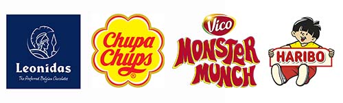 Logos Leonidas - Chupa Chups - Monster Munch - Haribo