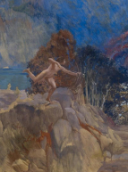Albert-Paul Besnard, Chasseur dans un paysage lacustre, 1917 pour l'expo "Contes au pays d'Arcadie"