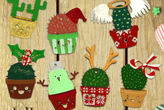 Cactus de Noël en bois - Creava