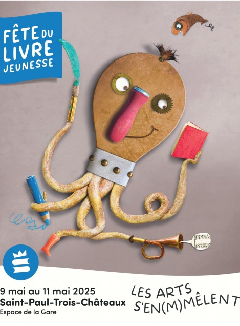 Affiche de La fête du livre de jeunesse 2025 de Saint-Paul-Trois-Châteaux