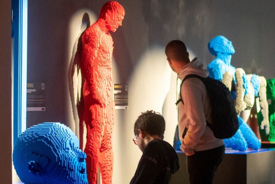 Art of the Brick Expo : Enfant devant des constructions impressionnantes en LEGO