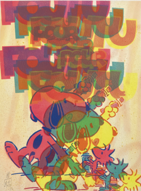 Expo Dyslexia : Tableau de l'artiste Motte de Snoopy en couleurs