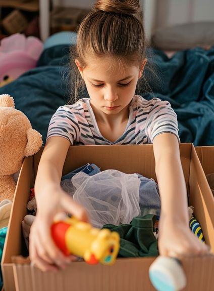 Grande Braderie de Nantes : fillette fouille un carton
