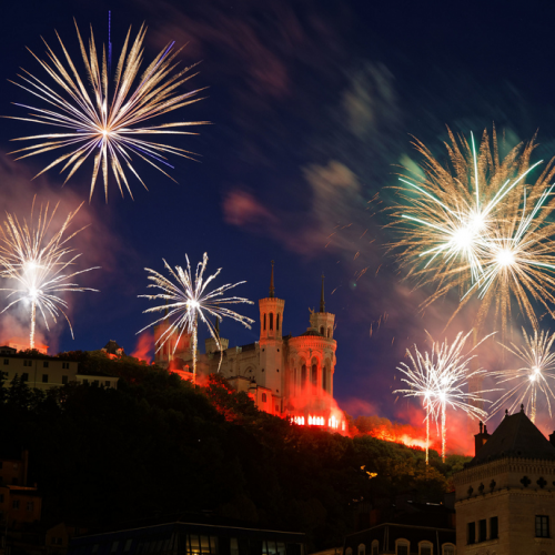 Festivités du 14 juillet : Feu d'artifice au dessus de Fourvière