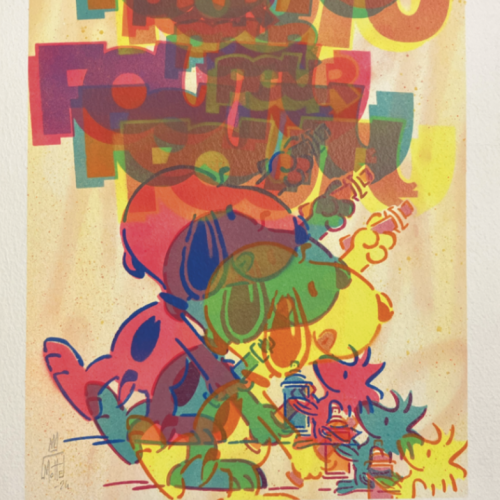 Expo Dyslexia : Tableau de l'artiste Motte de Snoopy en couleurs