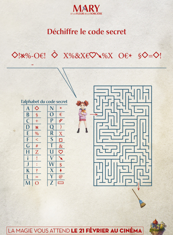 Mary et la fleur de la sorcière - Carnet de jeux : code secret