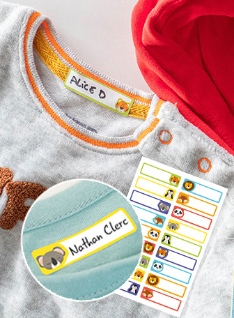 Gagnez des étiquettes autocollantes vêtements et un tampon textile