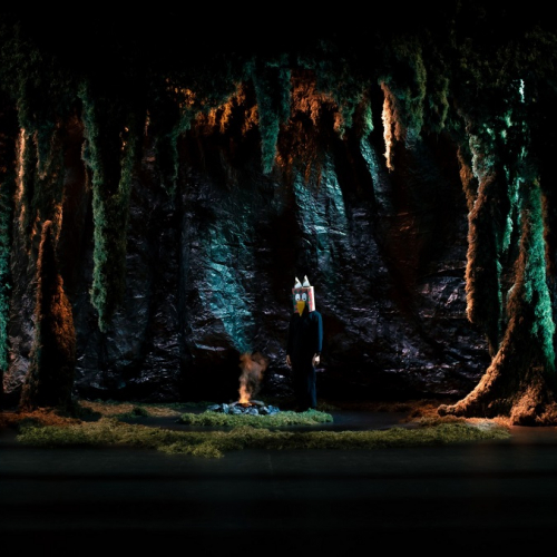 Vers les métamorphoses - Etienne Saglio : Une grande marionnette au milieu d'un déco en forêt