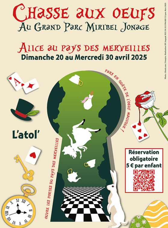 Affiche Chasse aux œufs 2025 - Grand Parc de Miribel
