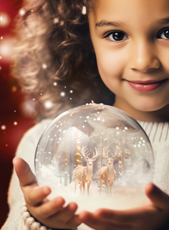 Petite fille avec une boule magique
