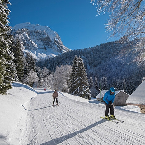 Piste verte dans les Alpes du Léman