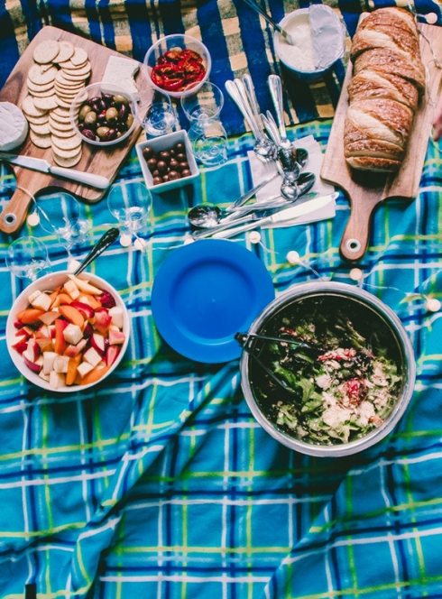 Aerial photography of of foods and plate