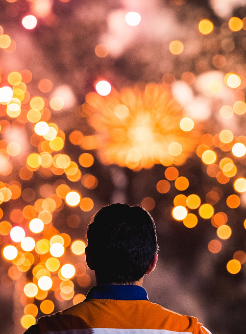 Fête Nationale à Valancienne : Protection civile devant un feu d'artifice
