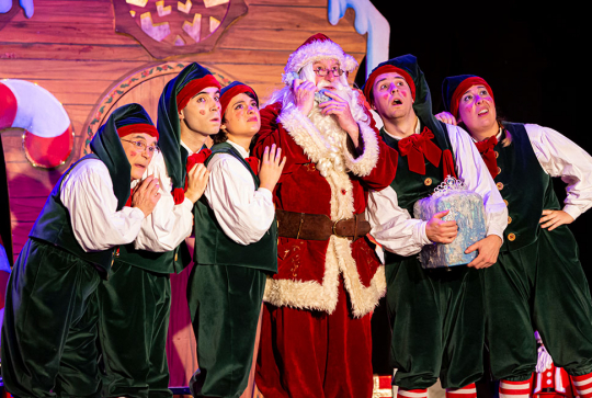 Au Pays du Père Noël : Des lutins et le Père Noël sur scène