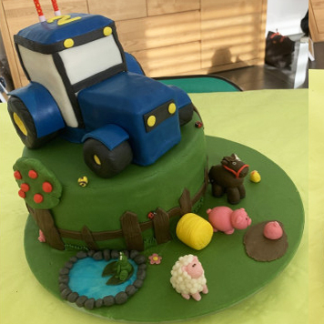Gâteau tracteur et sa ferme : gagnant du mois de mars 2020