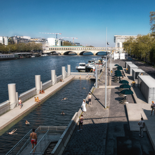 Baignade de Bercy sur la Seine : vue d'artiste
