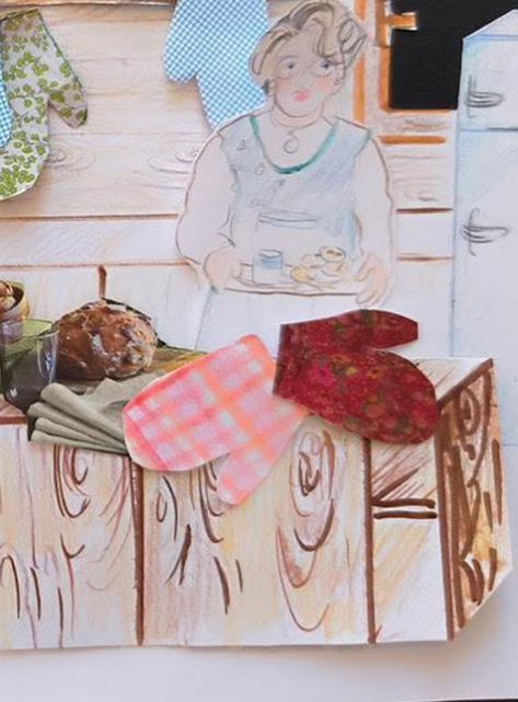 Croquette - Hélène Iratchet : Dessin et découpage, une femme dans sa cuisine