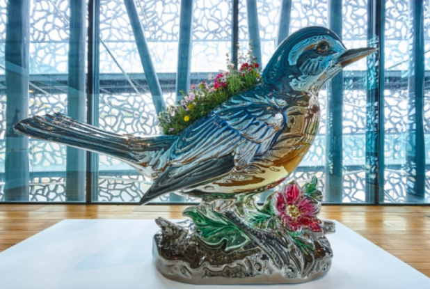 Exposition "Jeff Koons Mucem" : Bluebird Planter, vue de l'exposition