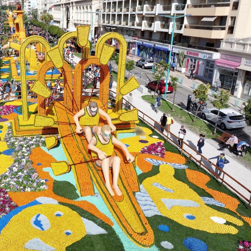 Fête du Citron de Menton: Des chars en l'honneur des Jeux Olympiques