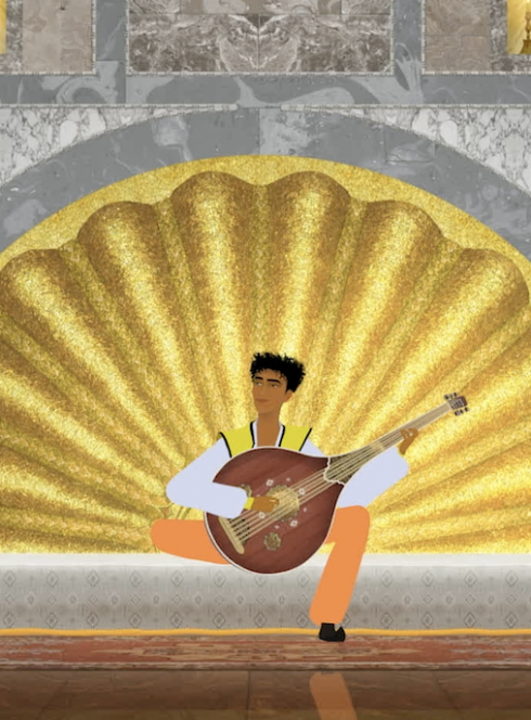 Le Pharaon, le Sauvage et la Maîtresse des Roses : danseuse et joueur de guitare