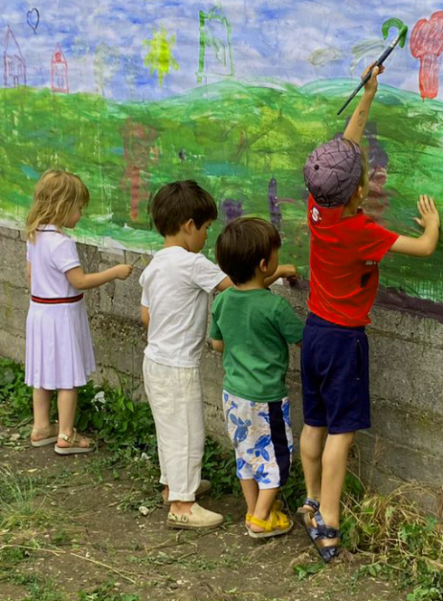 Jardin de la Maison Commune : fresque enfants Rendez-vous aux jardins