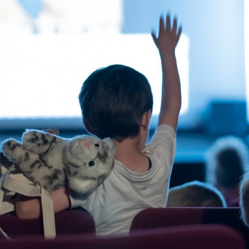 Série Séries Kids : un enfant lève la main au cinéma