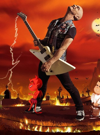 Découvrez le nouveau spectacle de Helldebert, le jumeau maléfique d’Aldebert  avec son spectacle Enfantillages 666