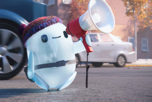 Ron Débloque : Ron avec un mégaphone © 2021 20th Century Studios. ALL RIGHTS RESERVED