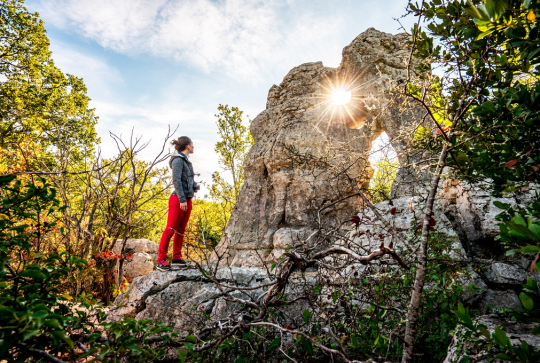 Le Bois de Païolive : Les rayons du soleil à travers la pierre