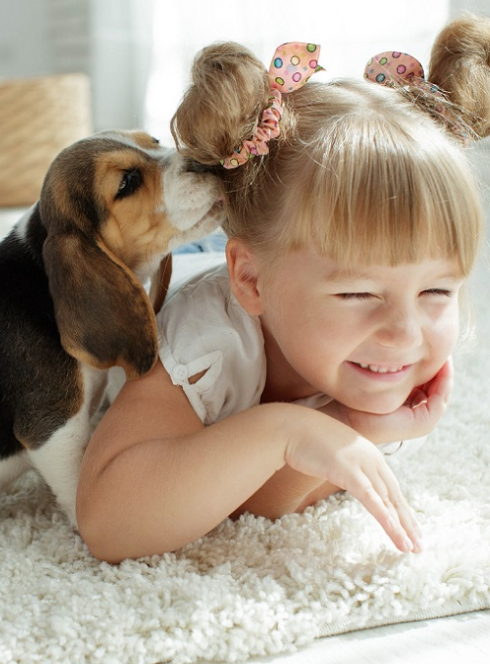 Salon des Animaux de Compagnie et leur bien-être : petite fille avec un chiot