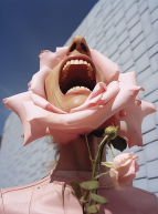Affiche du festival Les Journées Poët Poët 2024 : une rose au visage humain la bouche grande ouverte