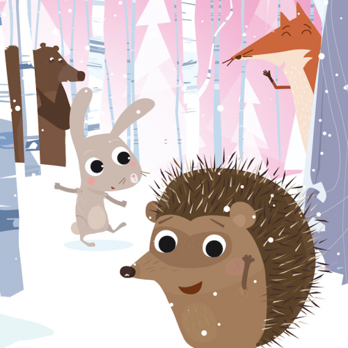 Un hérisson dans la neige : affiche