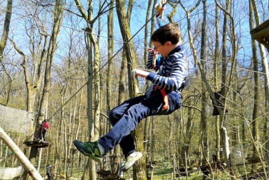 Yapluka Park petit garçon qui fait de l'accrobranche