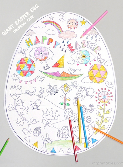 Coloriage de Pâques : un œuf géant à décorer