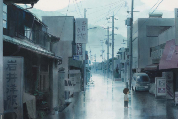 Miraï, ma petite sœur : rue sous la pluie