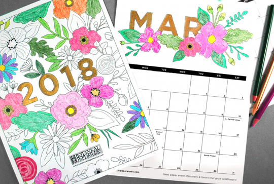 Calendrier à colorier 2018