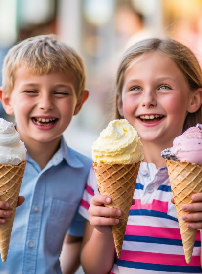 Enfants avec des glaces