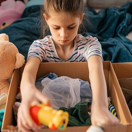 Grande Braderie de Nantes : fillette fouille un carton