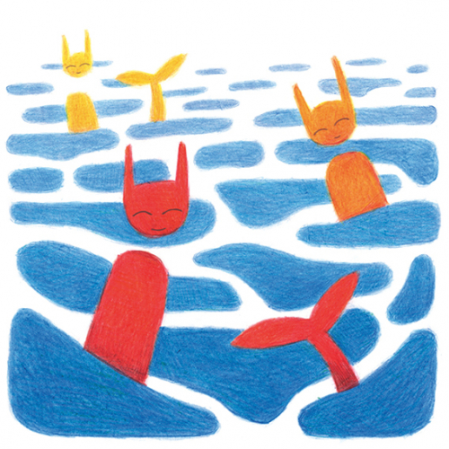 Dites ouïes 2025 : illustrations, petits personnages aux oreilles pointues et avec une queue de sirène dans l'eau