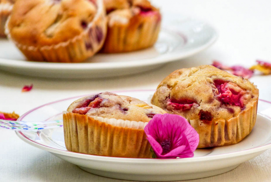 Muffins vegan rhubarbe et fraise