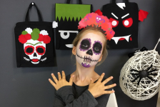 Halloween : maquillage de tête de mort mexicaine