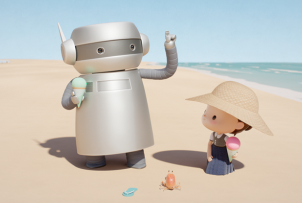 L'Odyssée de Céleste - Robot et Céleste enfant