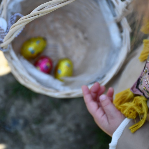 Pâques 2024 à la Ferme du Vinage : un panier rempli d'œufs en chocolats