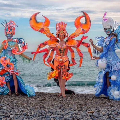 Carnaval de Cagnes-sur-Mer : Des femmes déguisées en créatures de la mer ou de l'océan