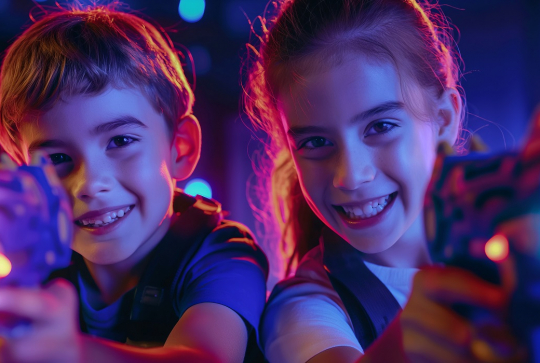 Laser Game : deux enfants jouent