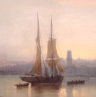 François Barry, Barques et bateaux dans le port (détail)