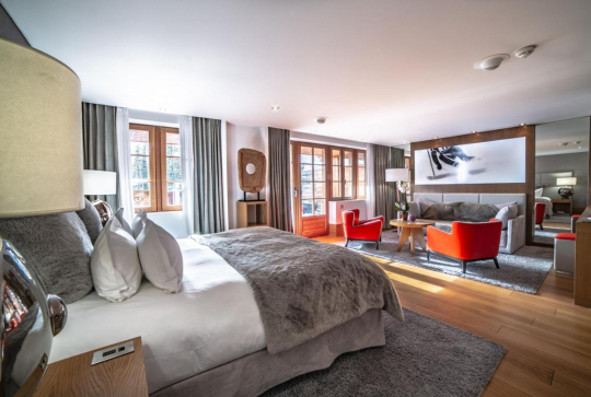 Chambre du l'hôtel Le Strato à Courchevel