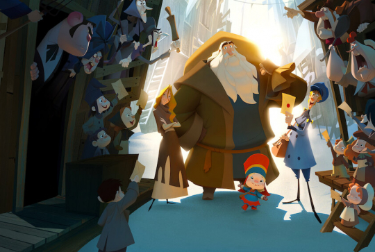 Klaus : un petit bonhomme entouré de personnages d'hiver