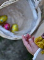 Pâques 2024 à la Ferme du Vinage : un panier rempli d'œufs en chocolats