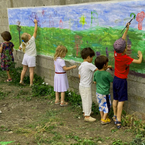 Jardin de la Maison Commune : fresque enfants Rendez-vous aux jardins